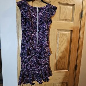 Michael Kors Purple Paisley Ruffle Mini Dress